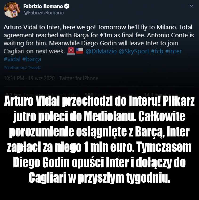 DOGADANE! ARTURO VIDAL ODCHODZI Z BARCELONY!